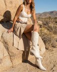 The Samara | White Knee High Cowgirl Boot