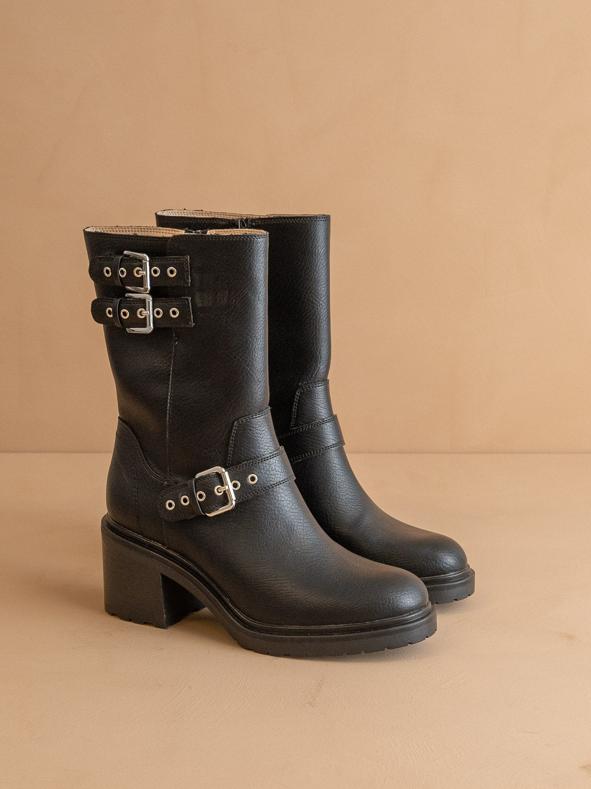 The Rider | Black Mid-Calf Moto Boot