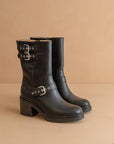 The Rider | Black Mid-Calf Moto Boot * FINAL SALE *