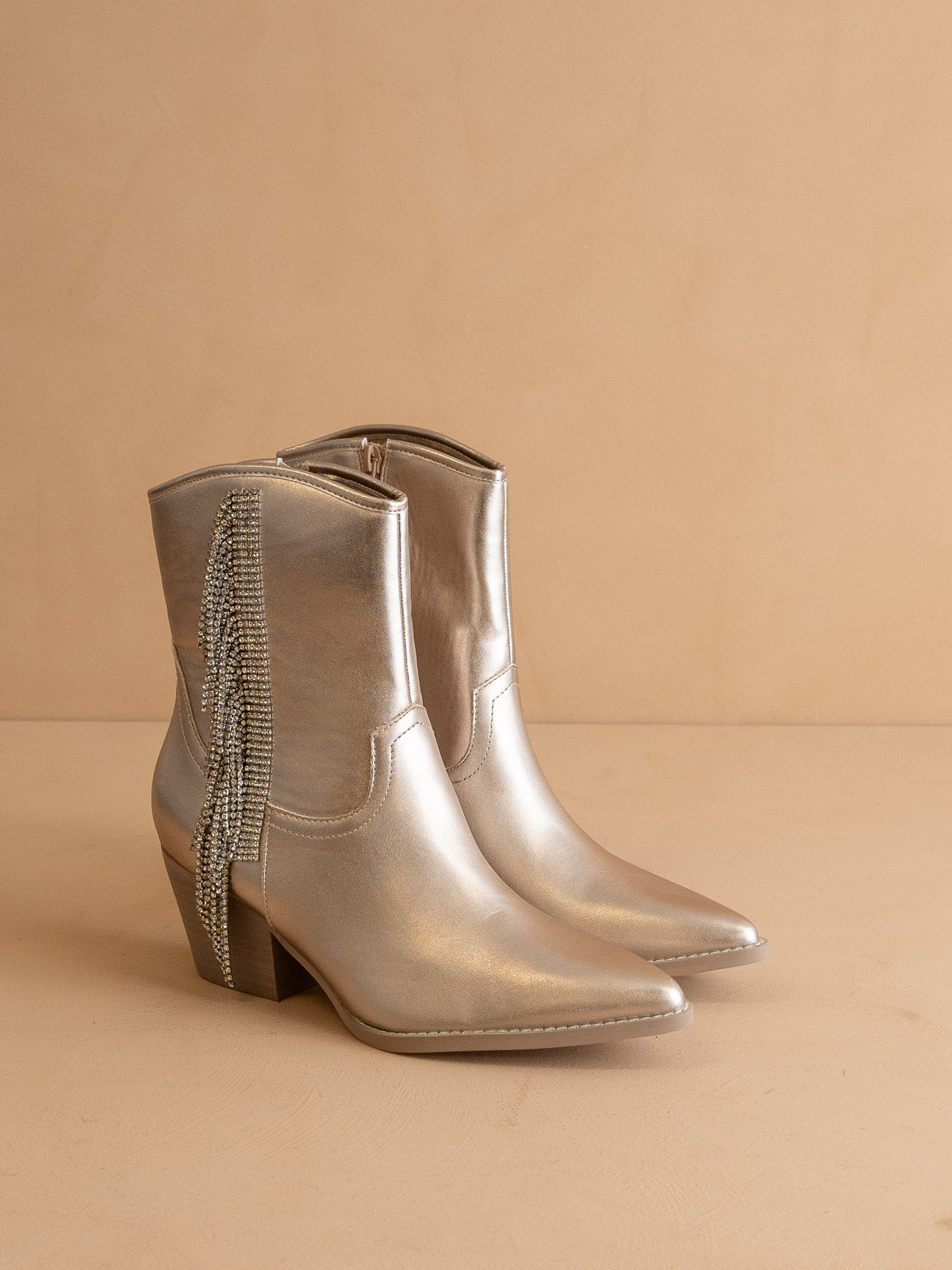 The Rowan | Champagne Rhinestone fringe cowboy boot *final sale*