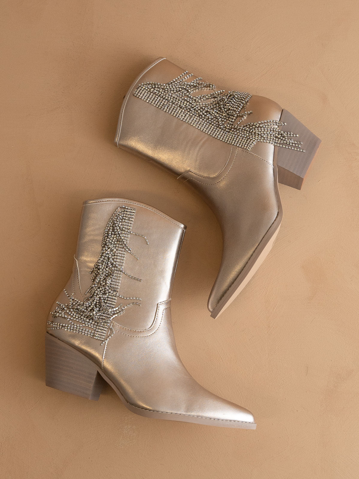 The Rowan | Champagne Rhinestone fringe cowboy boot *final sale*