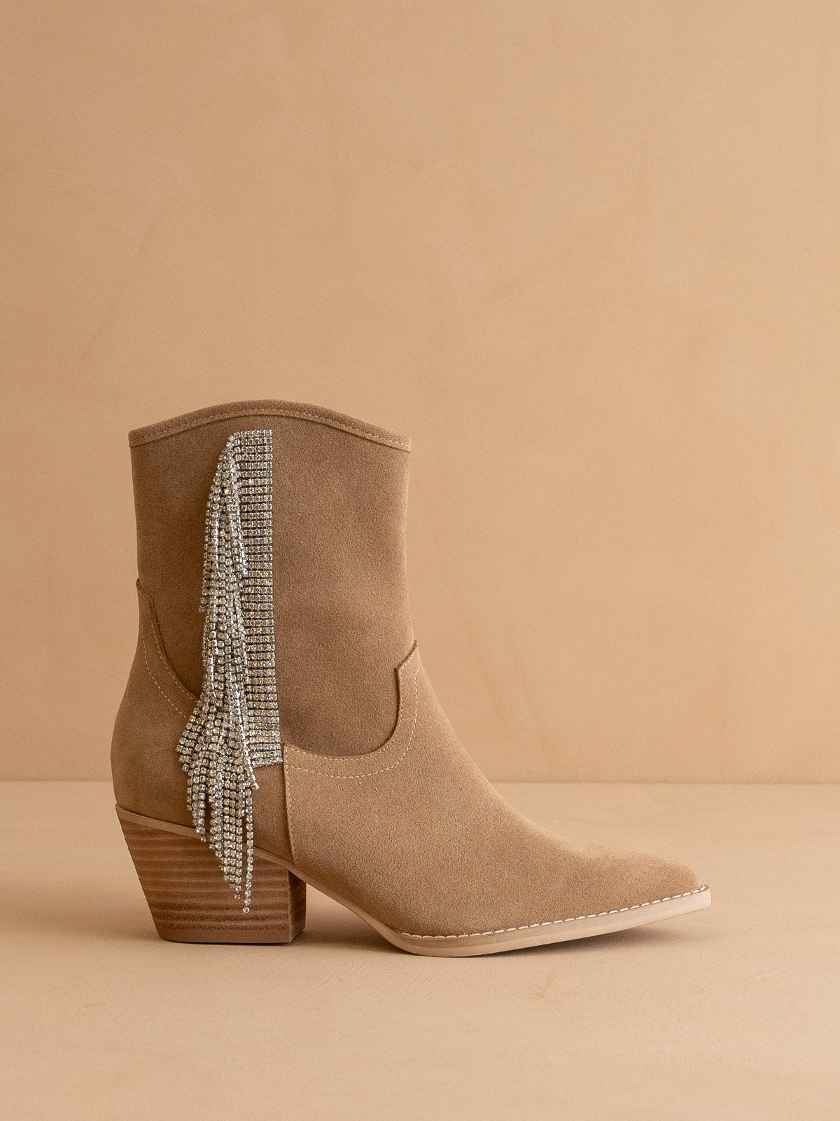 The Rowan | Khaki Rhinestone fringe cowboy boot *final sale*