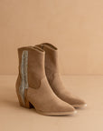 The Rowan | Khaki Rhinestone fringe cowboy boot *final sale*