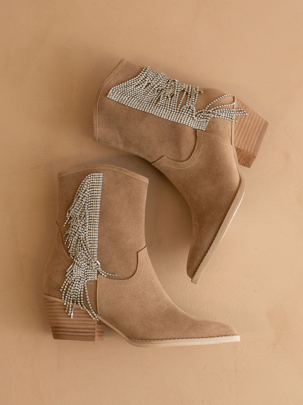 The Rowan | Khaki Rhinestone fringe cowboy boot *final sale*