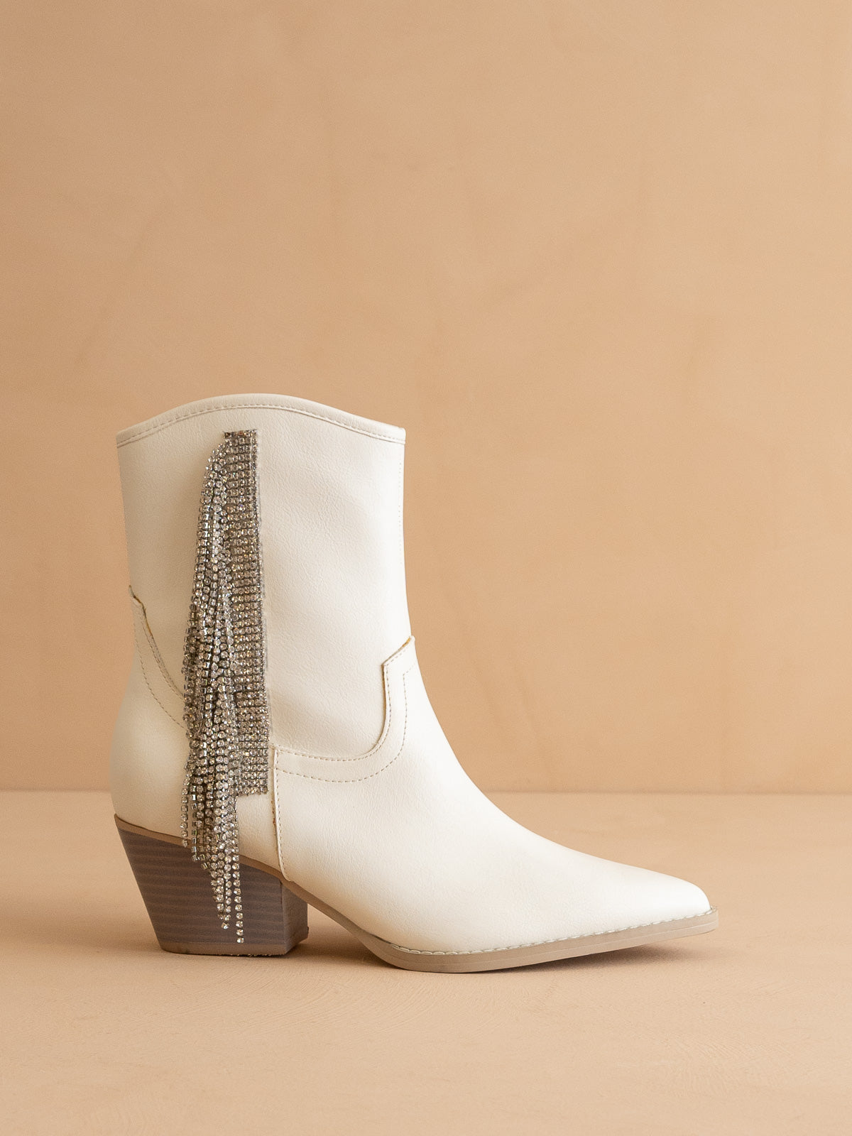 The Rowan | White Rhinestone fringe cowboy boot *final sale*