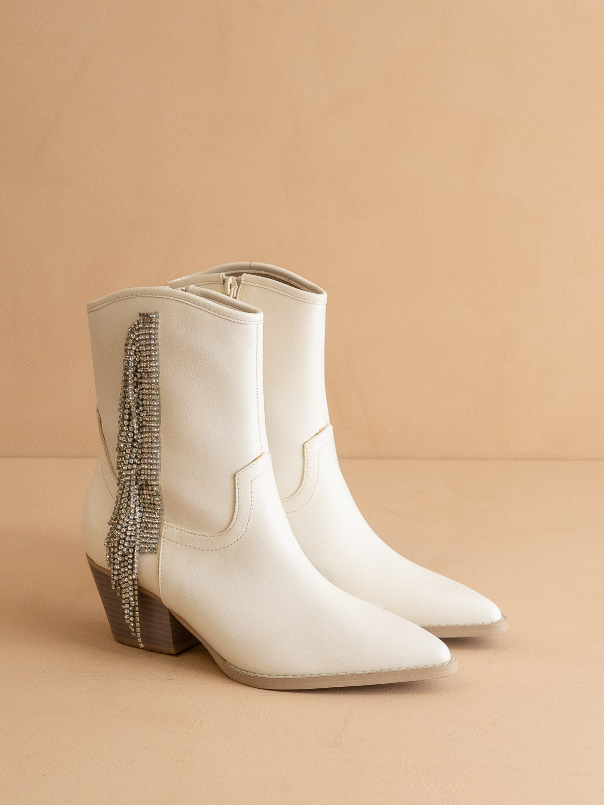 The Rowan | White Rhinestone fringe cowboy boot *final sale*