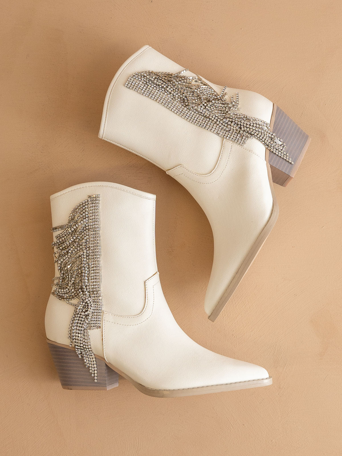 The Rowan | White Rhinestone fringe cowboy boot *final sale*