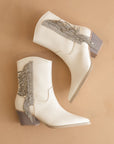 The Rowan | White Rhinestone fringe cowboy boot *final sale*