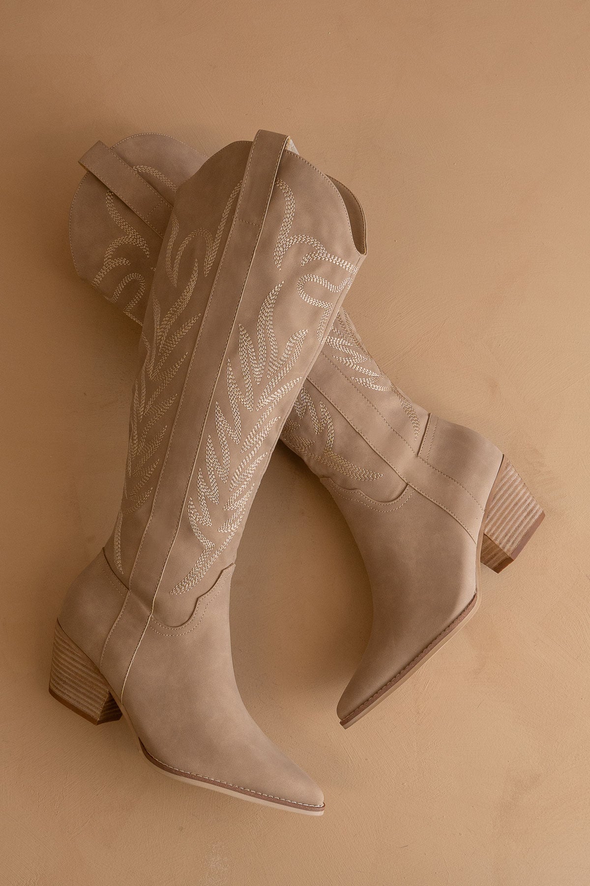 The Samara | Cedar Wood Tan Embroidered Tall Cowboy Boot – Oasis