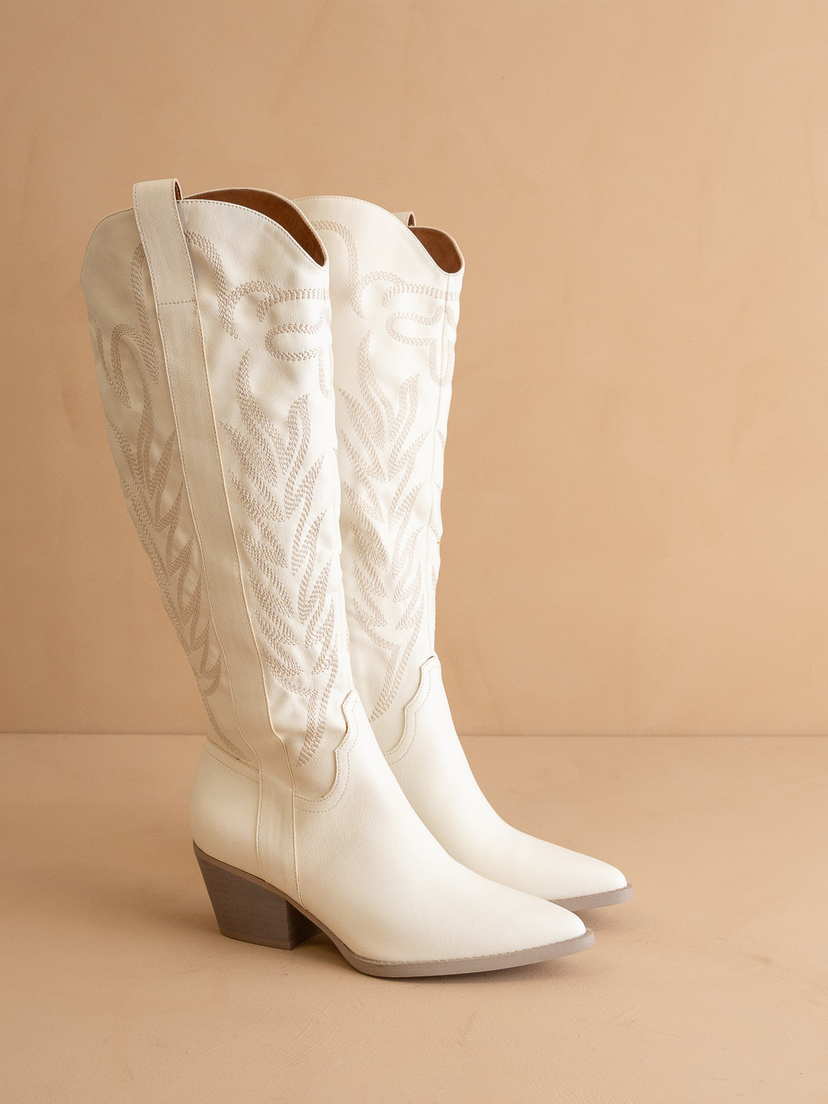 The Samara | White Embroidered Tall Boot