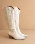 The Samara | White Knee High Cowgirl Boot