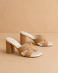 The Santiago | Toffee Raffia Block Heel