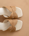The Santiago | Toffee Raffia Block Heel