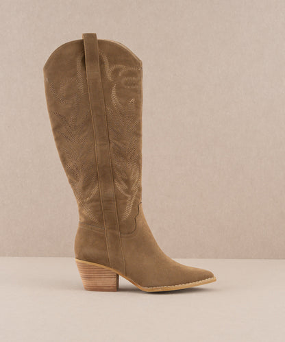 PREORDER: The Samara - Brown Embroidered Tall Boot