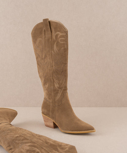 The Samara | Brown Embroidered Tall Boot