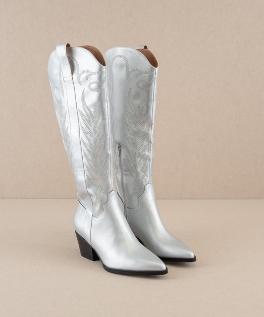 The Samara - Silver Embroidered Tall Boot