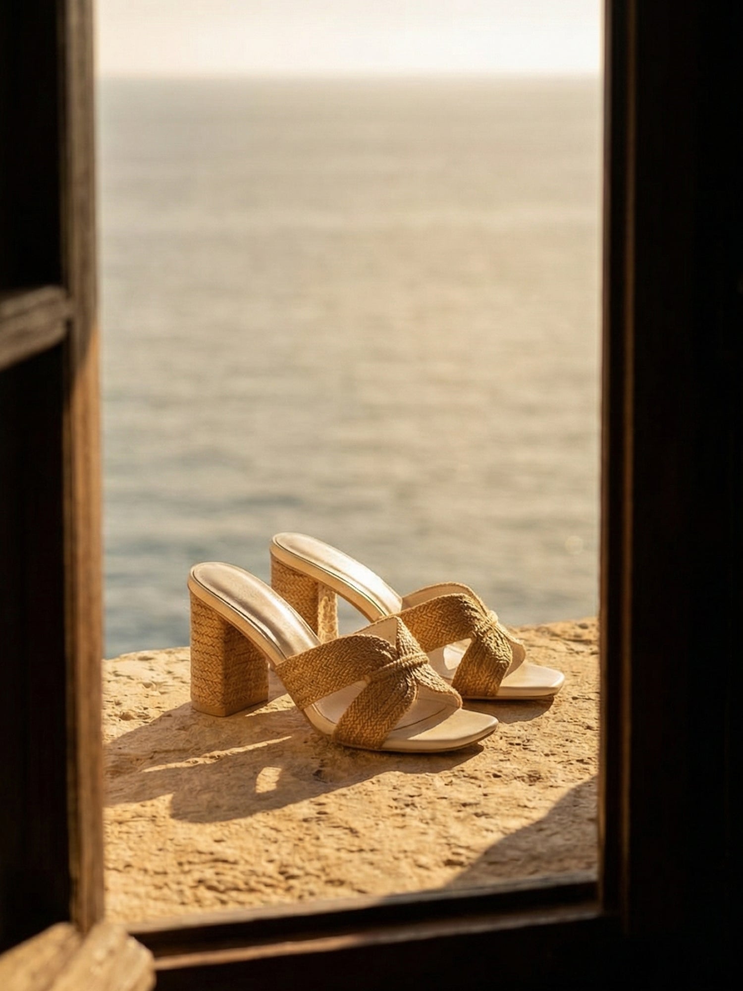 The Santiago | Toffee Raffia Block Heel – Oasis Society