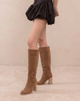 The Shiloh | Brown Knee High Block Heel Boot