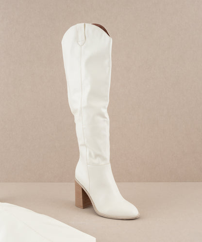 The Stephanie - White Knee-High Boots