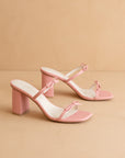 The Wendy | Pink Double Strap Double Bow Heels