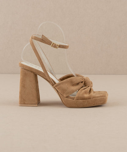 The Zoey - Almond knotted band platform  heel