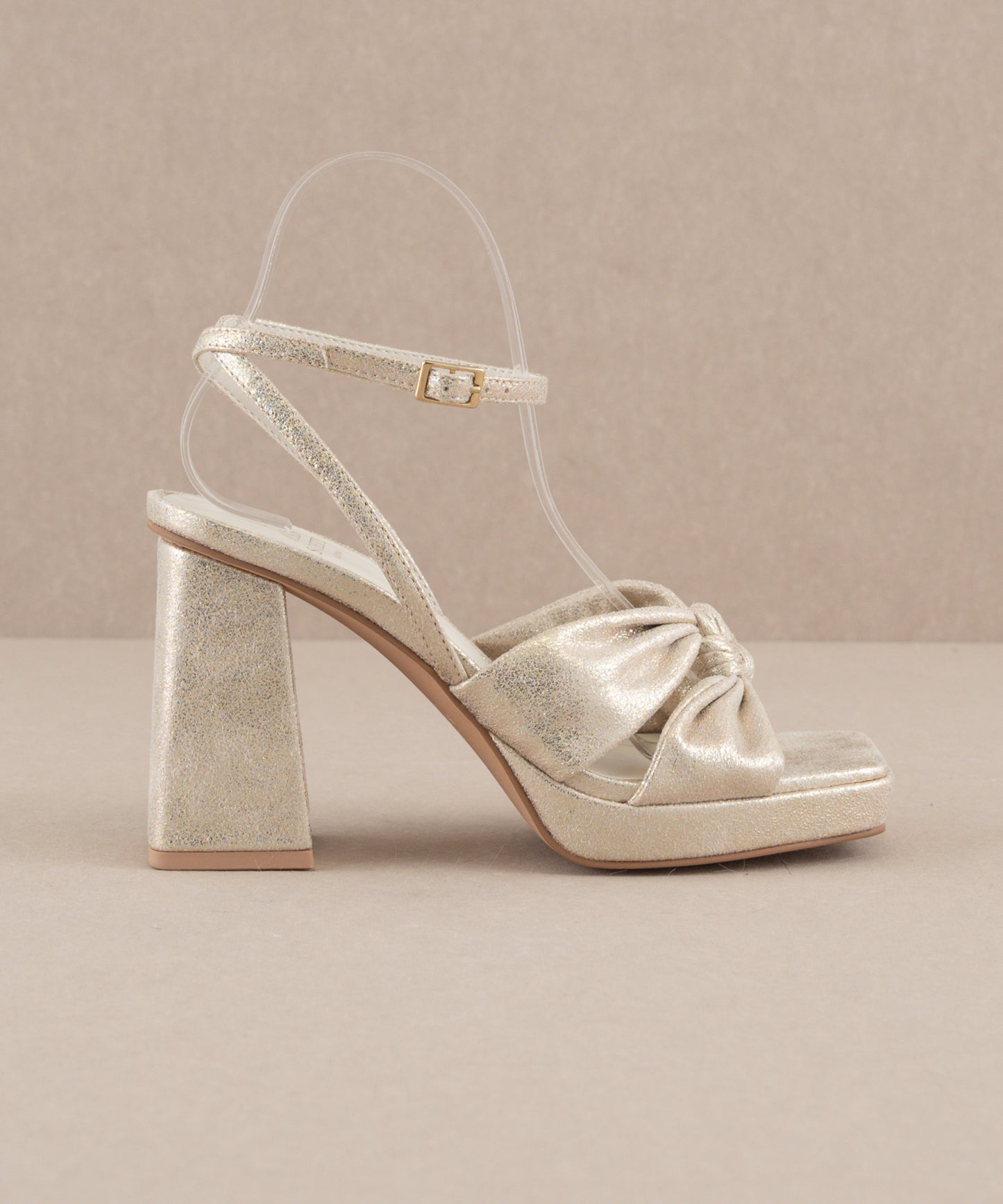 The Zoey - Light Gold knotted band platform  heel
