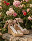 The Oceana | Rose Garden Floral Wrap Espadrille Wedge