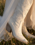 The Kamilla | White on White Embroidered Cowboy Boot For Bridal Or Festival