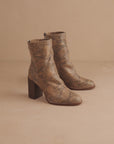 The Maxine | Snakeskin Suede Block Heel Bootie