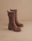 The Kristen | Brown Moto Buckle Boot
