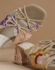 The Emerald | Floral Double Bow Peep Hole Sandal