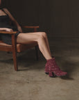 The Demi | Ruby Tweed Woven Block Heel Ankle Boot