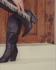 The Glasgow | Black Knee high boot with rhinestone fringe *final sale*