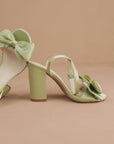 The Celine | Sage Green Bow Block Heel