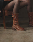 The Kristen | Brown Moto Buckle Boot