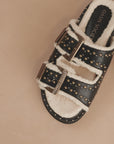 The Gaylen | Black Fleece Lined Slipper Slide * FINAL SALE *