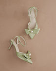 The Colette | Sage Green Pearl Bow Heel