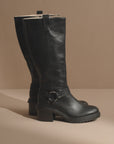 The Leanne | Black Moto Knee High Boot *FINAL SALE*