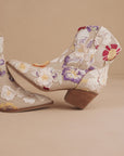 The Wanda | Taupe Floral Appliqué Cowgirl Boot