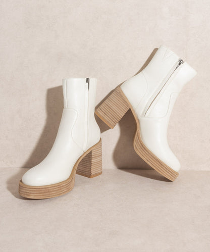 The Alexandra - White Platform Ankle Boots