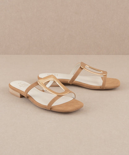 The Amiyah | Camel Statement Buckle Sandal