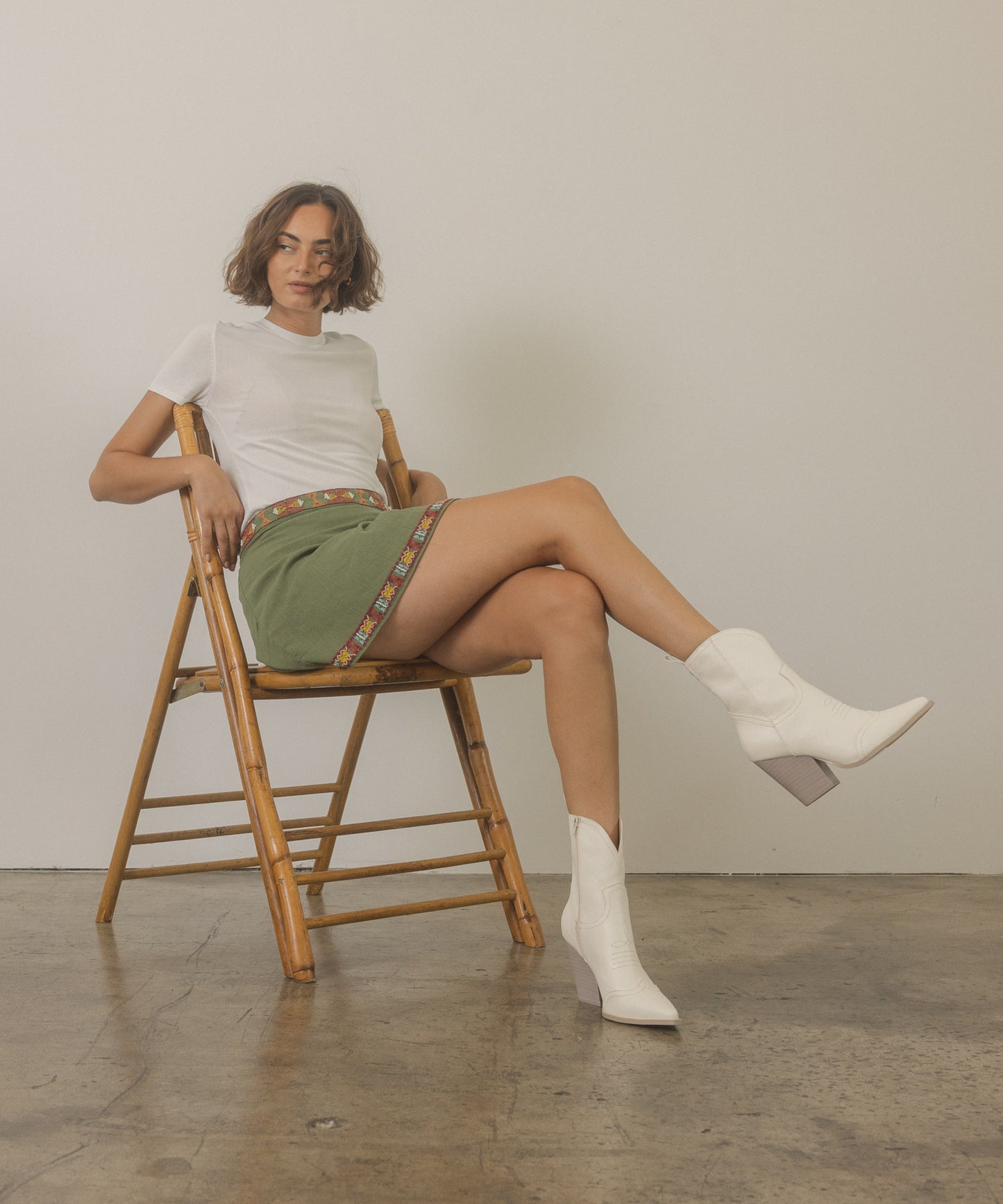 The Ariella - White Western Short Boots