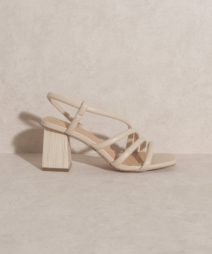 The Ashley - Beige Wooden Heel Sandal