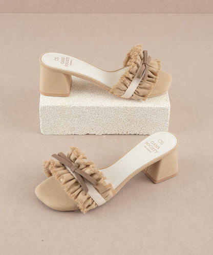 The Julissa | Khaki Romantic Low Heel Sandal