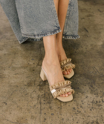 The Julissa | Khaki Romantic Low Heel Sandal