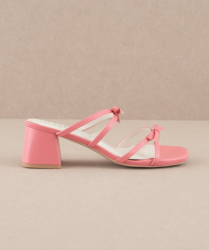 The Maci | Pink Strappy Heel with Bow Details