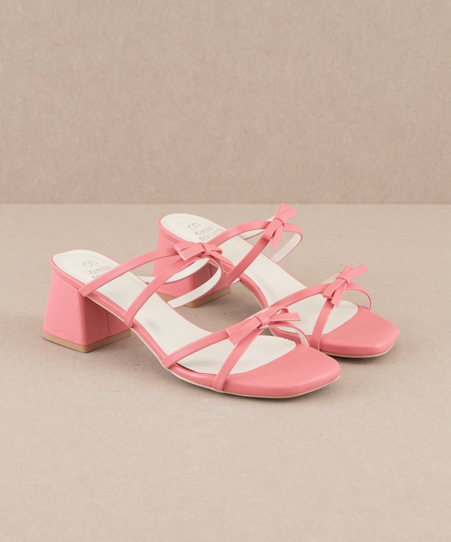 The Maci | Pink Strappy Heel with Bow Details