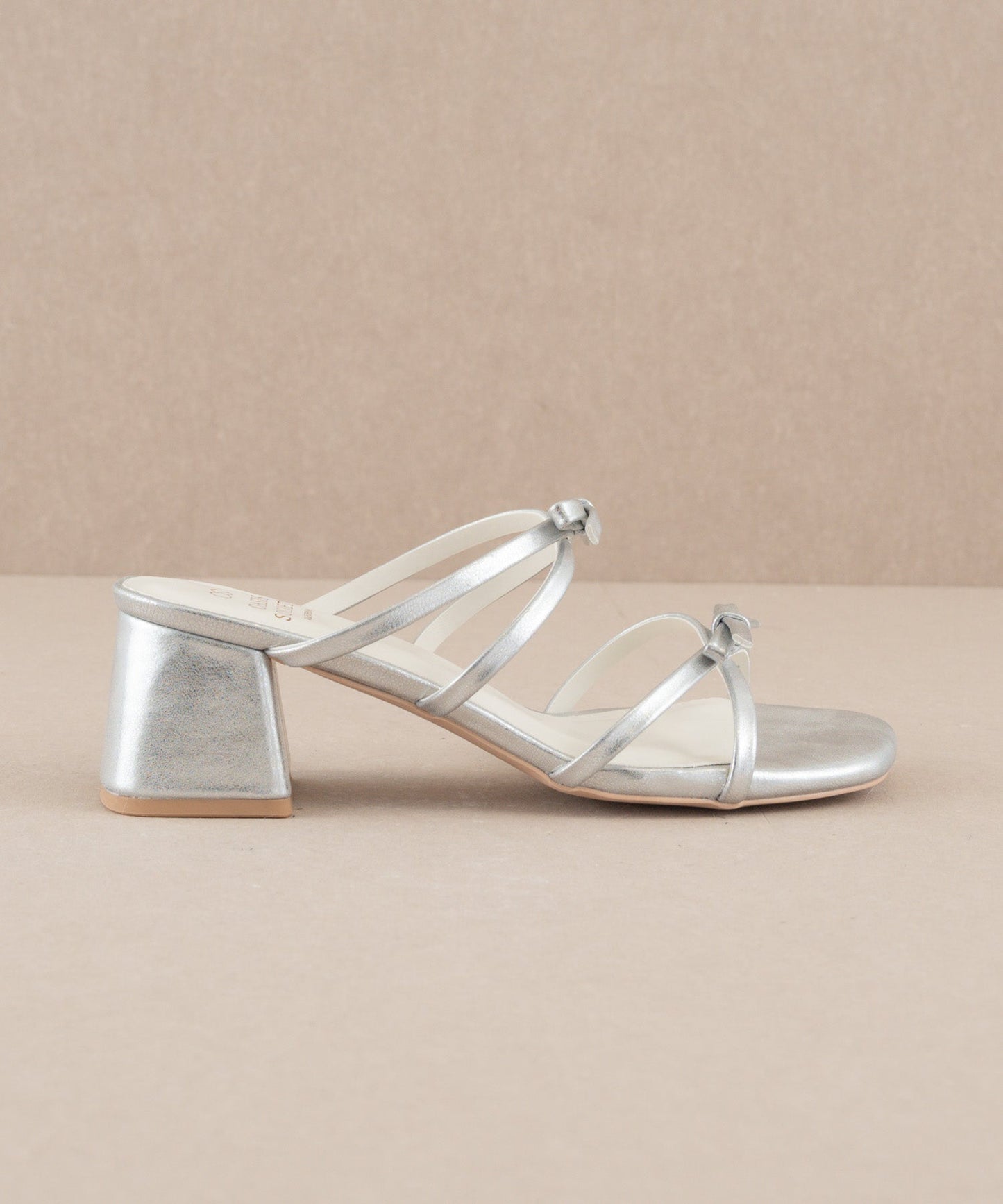 The Maci | Silver Strappy Heel with Bow Details