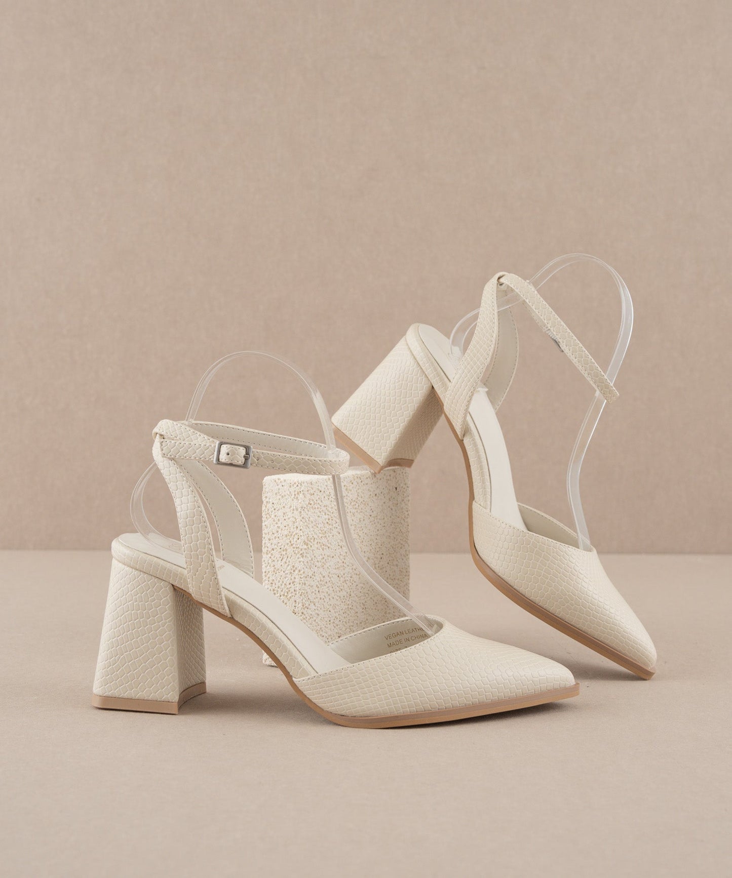 The Princess | White Pointed Toe Heel with Ankle Strap
